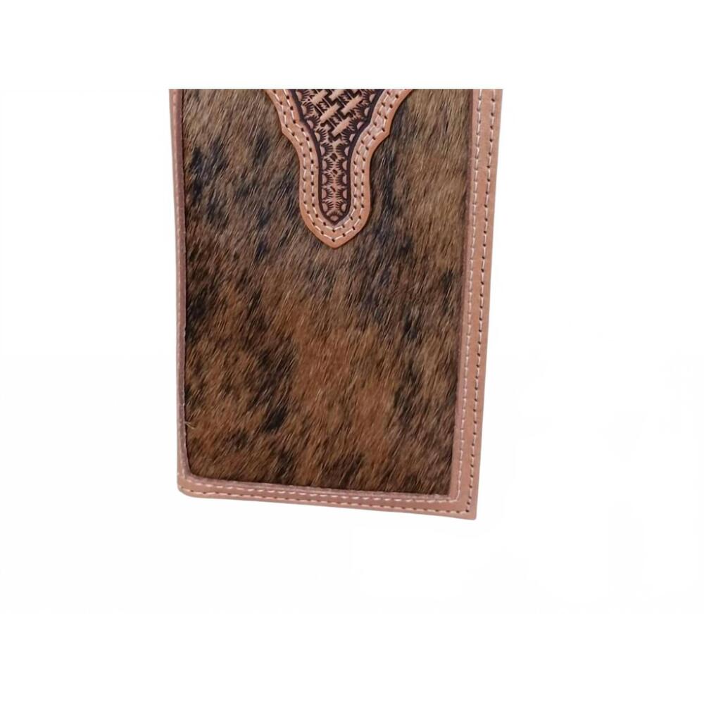 NEW ARIAT men's calf hair basketweave rodeo wallet in brown